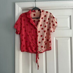 Cato Pink and Red Floral Button Up Size Medium